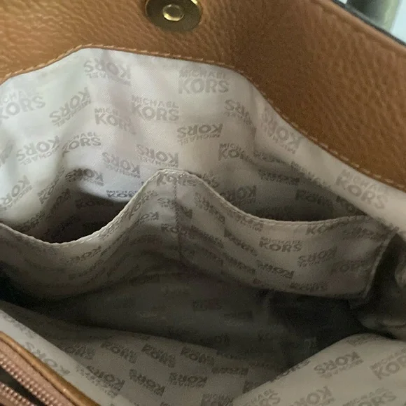 Michael Kors Brown and Gold Satchel with Structured Design